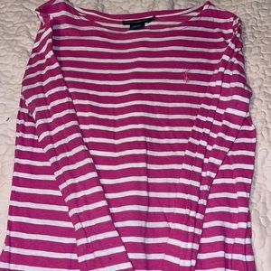 Pink & White Stripe Size Small Ralph Lauren Sport Long Sleeve Shirt